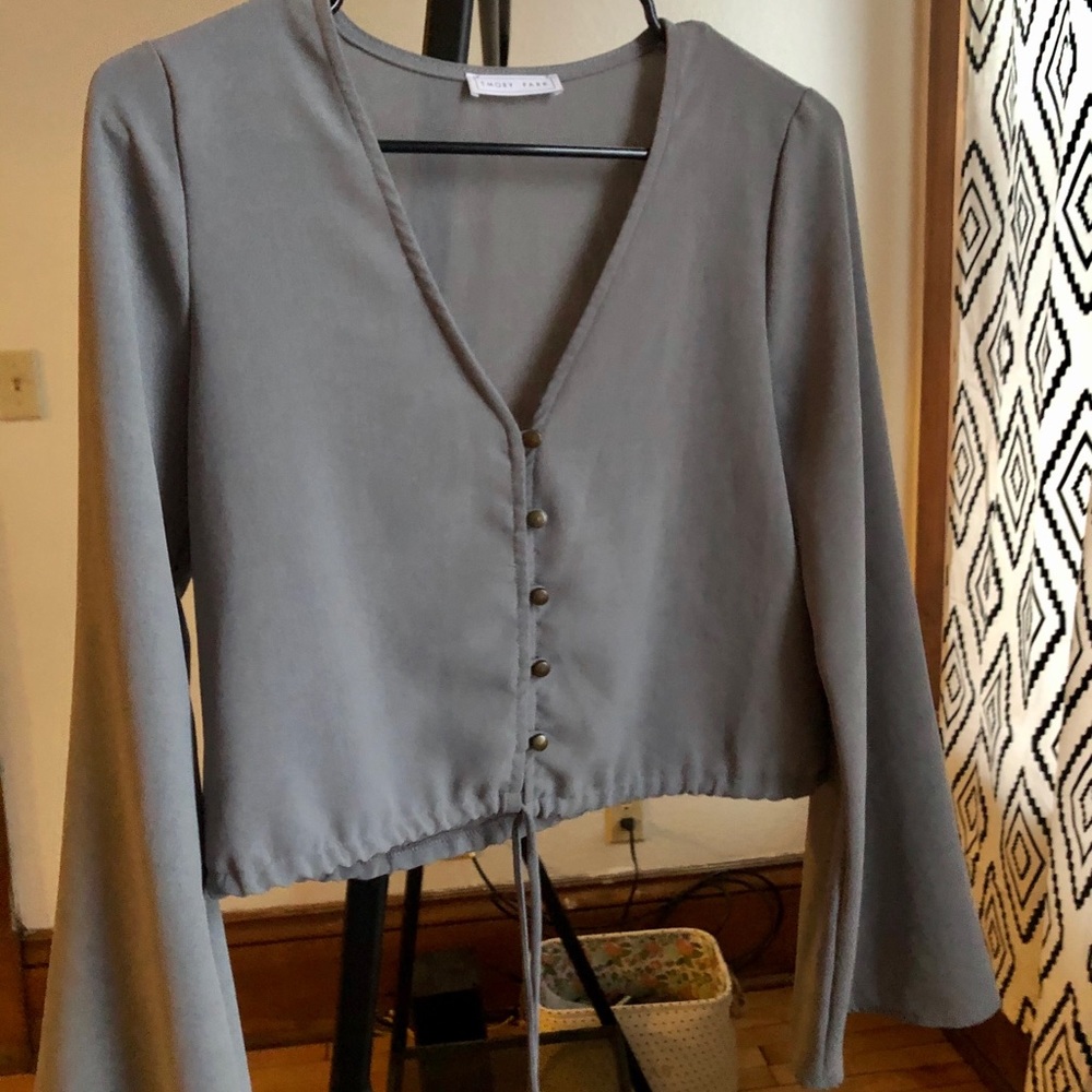 Light blue button up blouse